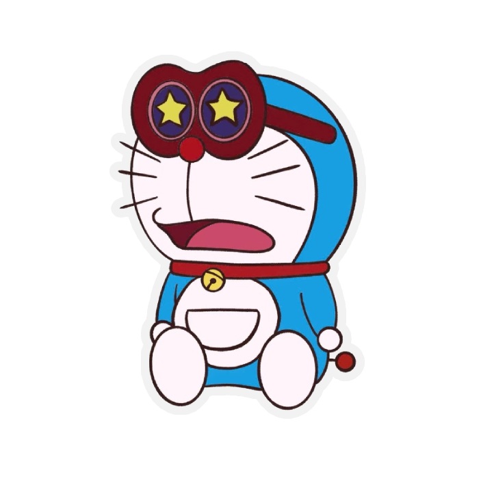 vể ngơ ngác đeo kính sticker doraemon