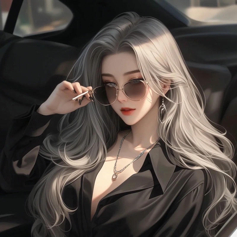 Ảnh avatar anime nữ ngầu lạnh lùng kính râm ngồi ô tô