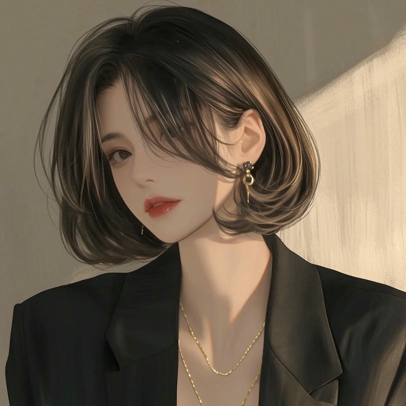 Ảnh avatar anime nữ ngầu lạnh lùng tóc đen ngắn vest