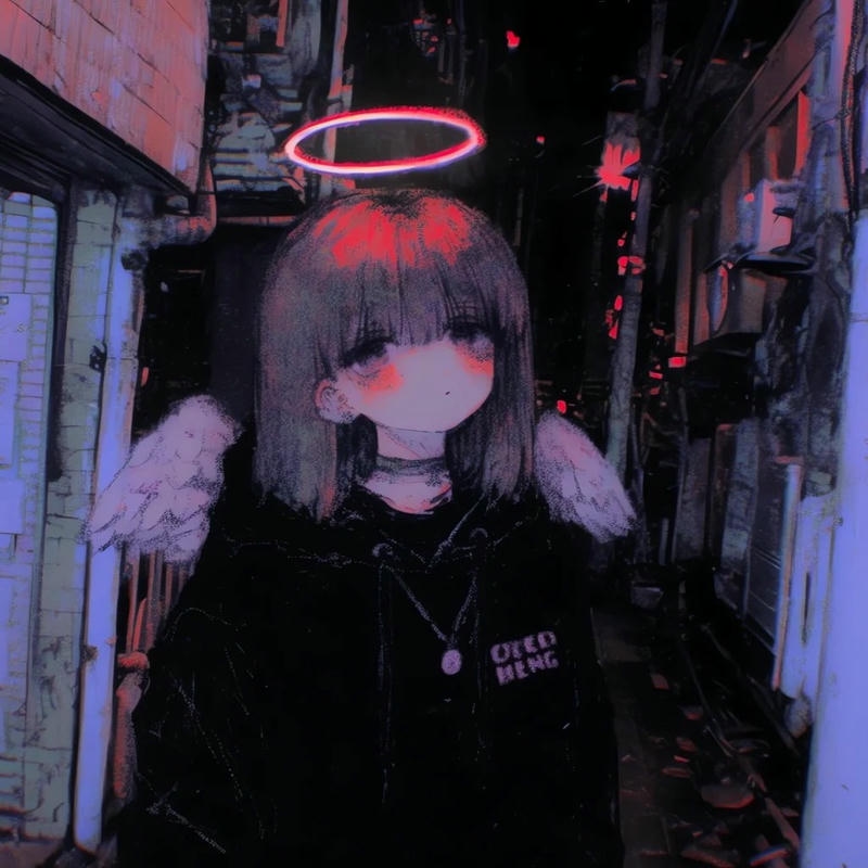 Ảnh avatar nữ anime đen trắng có vòng hào quang