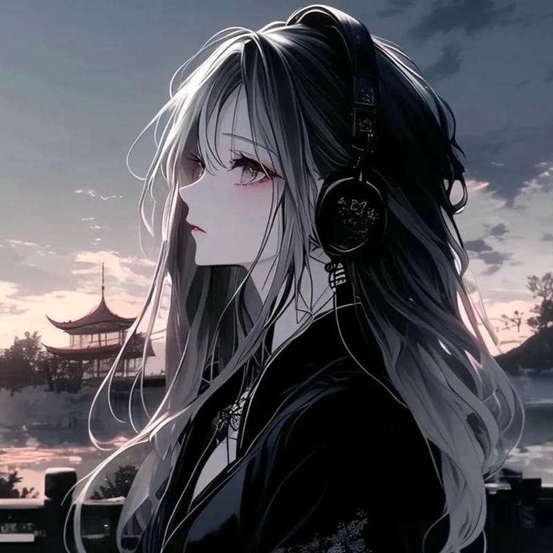 Ảnh avatar nữ cá tính đeo tai nghe thành phố