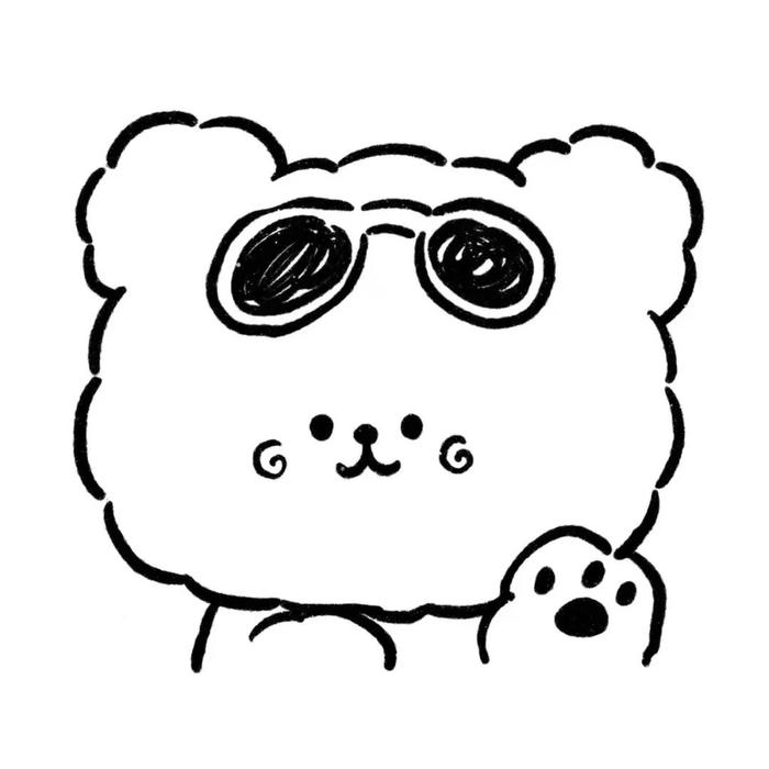 Ảnh avatar trắng đẹp gấu đeo kính râm nét đơn giản