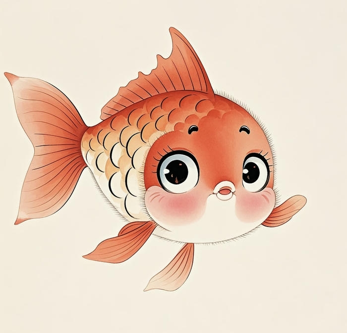 Ảnh cá chibi cute màu sắc ngọt ngào cam