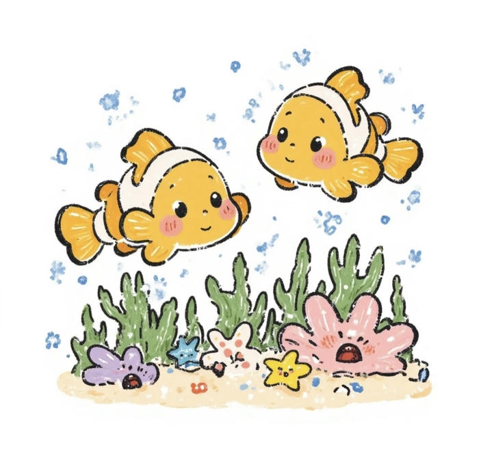 Ảnh chibi cá cute tròn trĩnh đáng yêu dưới biển