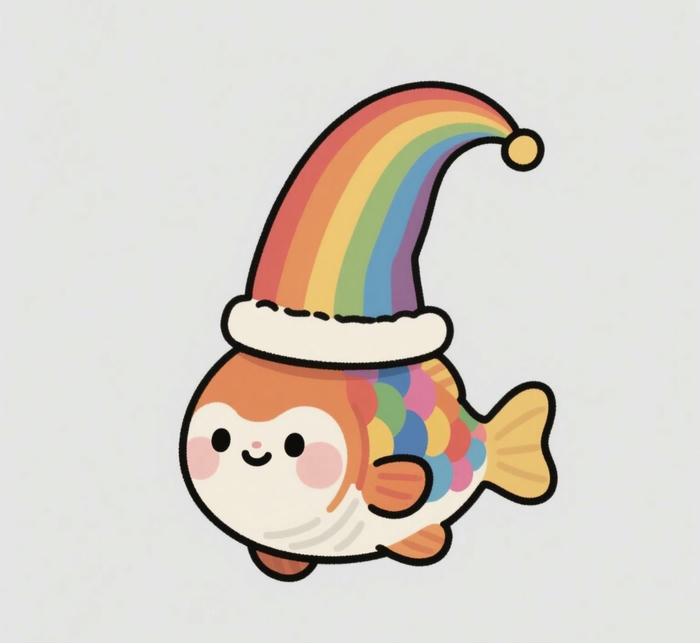 Ảnh chibi cá đội mũ sắc màu