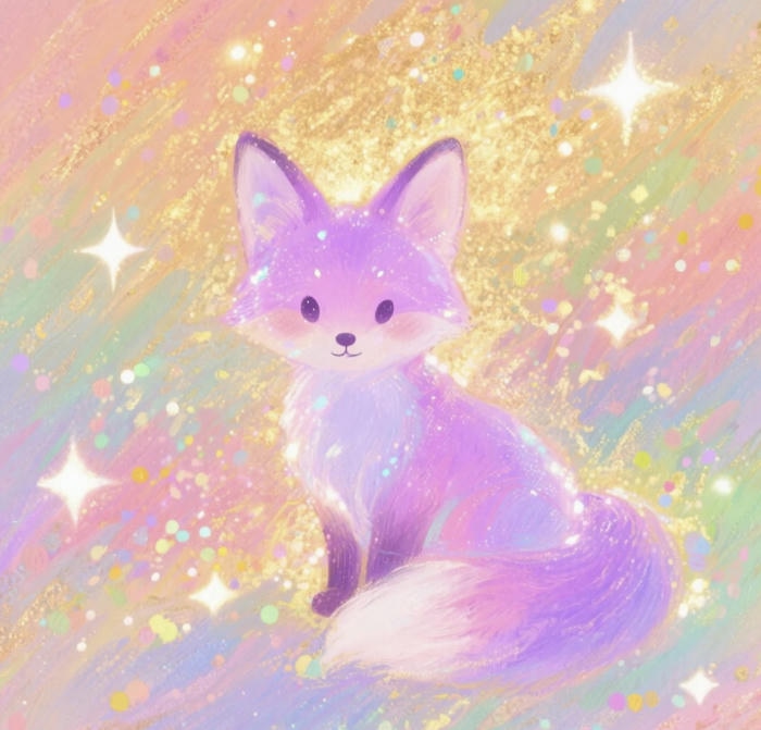 Ảnh chibi con cáo dễ thương xinh xắn màu tím