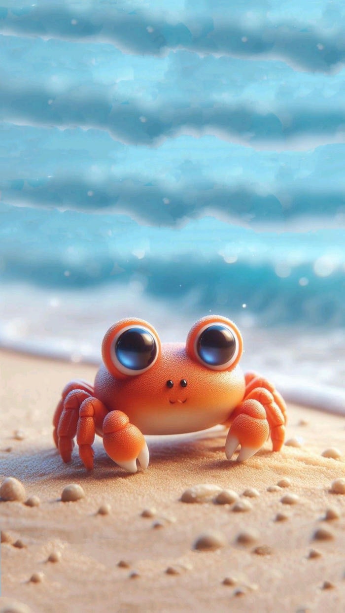 Ảnh chibi con cua bò trên cát