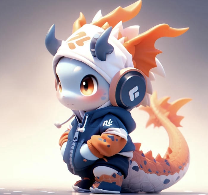 Ảnh chibi rồng đeo tai nghe cực kỳ cute