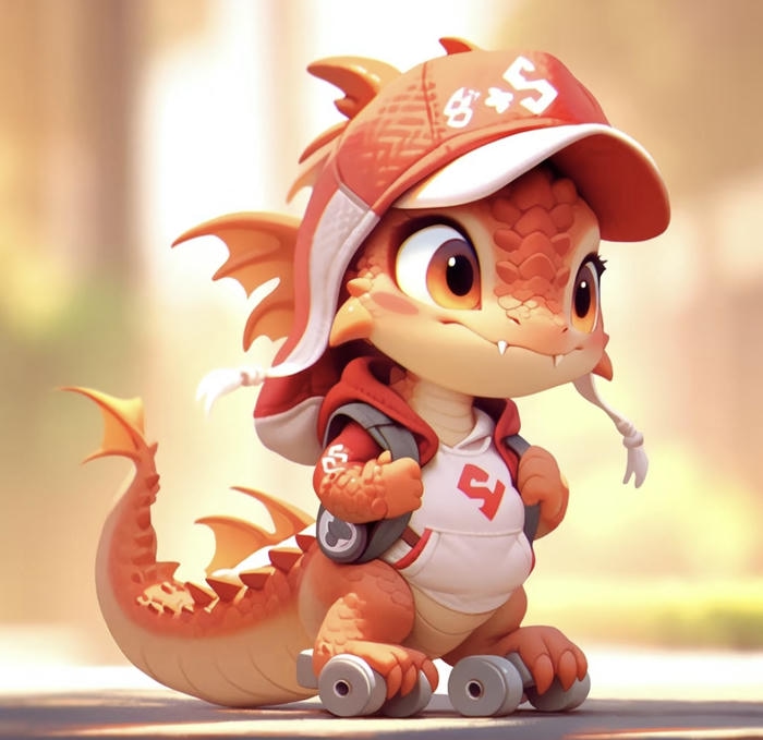 Ảnh chibi rồng mini cực kỳ cute đội mũ