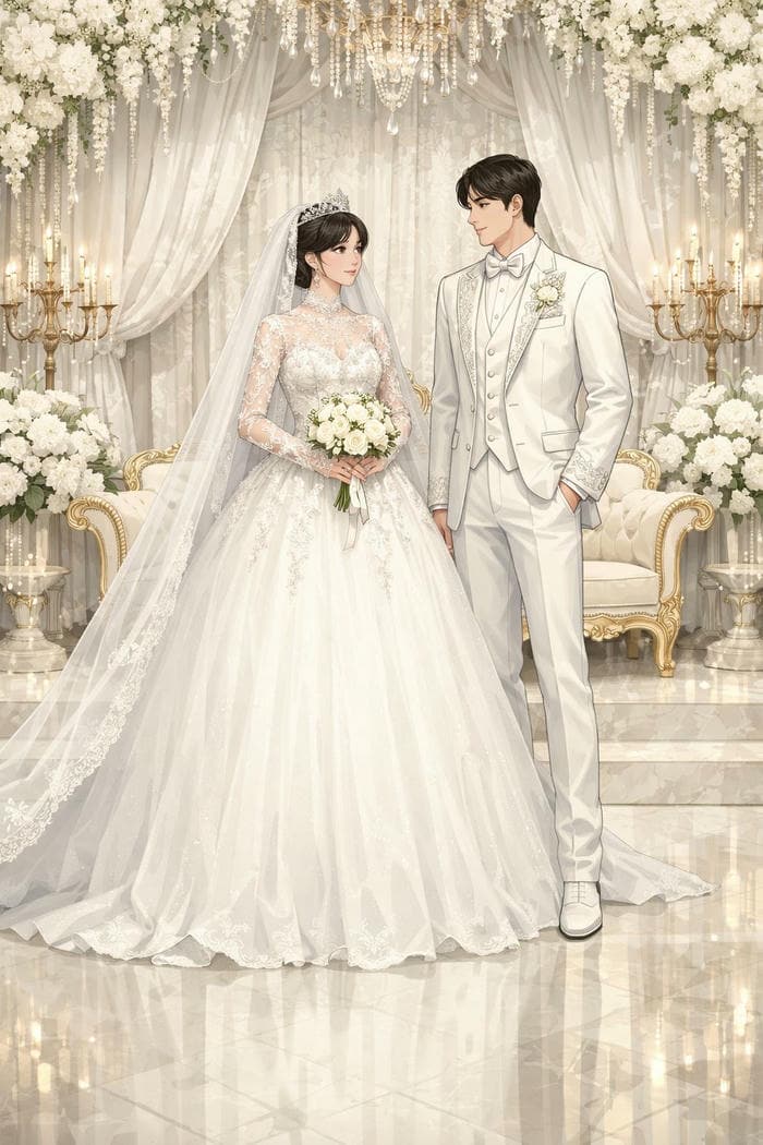 Ảnh cô dâu chú rể anime dễ thương