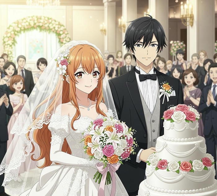 Ảnh cô dâu chú rể anime làm hình nền