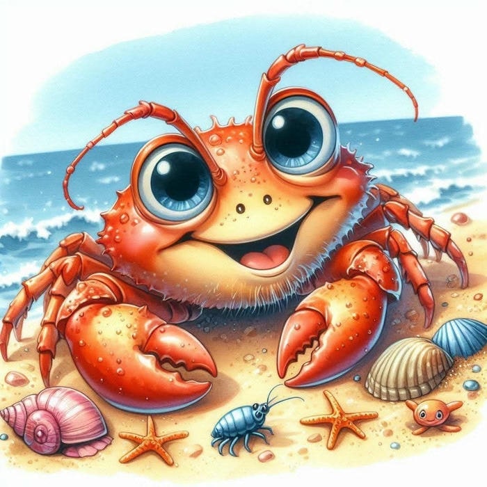 Ảnh con cua chibi đôi mắt to tròn