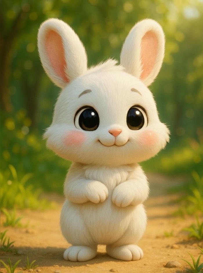 Ảnh con thỏ chibi dáng tròn xinh