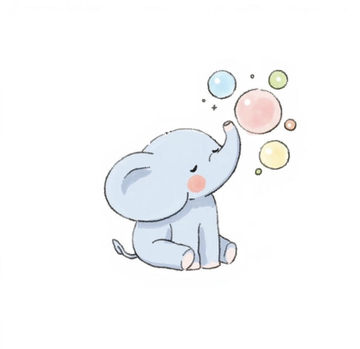 Ảnh con voi chibi nhắm mắt cute