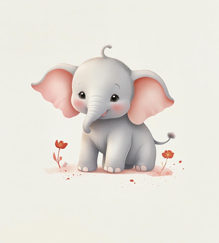 Ảnh con voi chibi tai to má hồng