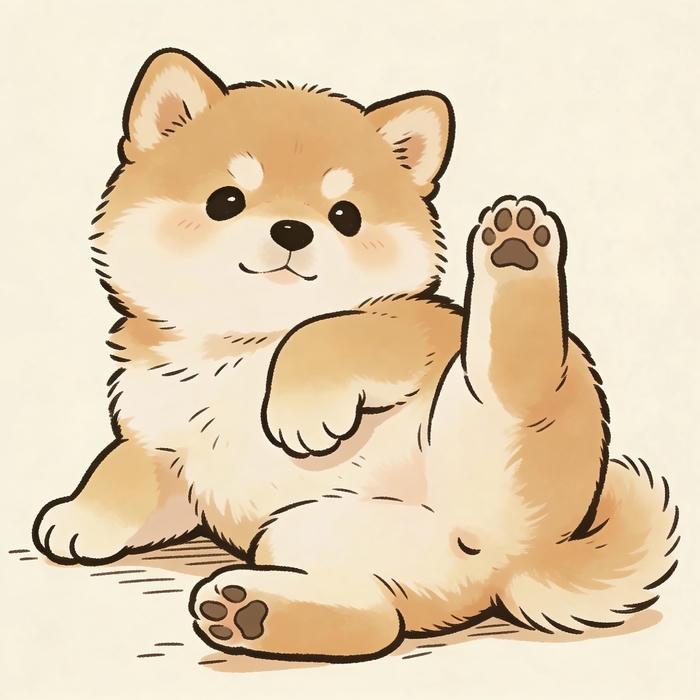 Ảnh cute con chó chibi nằm khoe mông