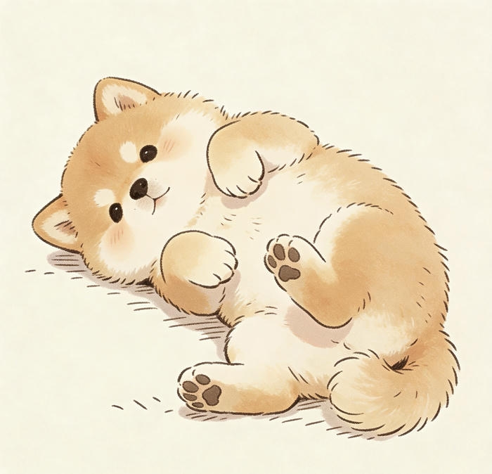 Ảnh cute con chó chibi nằm rất ngoan