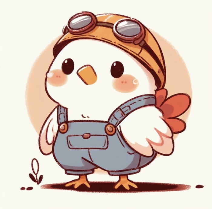 Ảnh cute con gà chibi đội mũ có kính