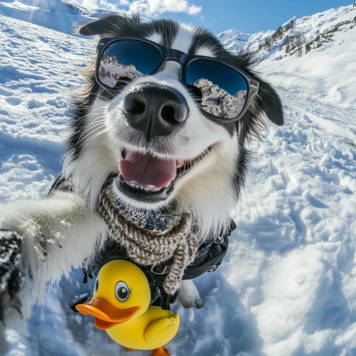 Ảnh đại diện chó Husky đeo kính đen tuyết