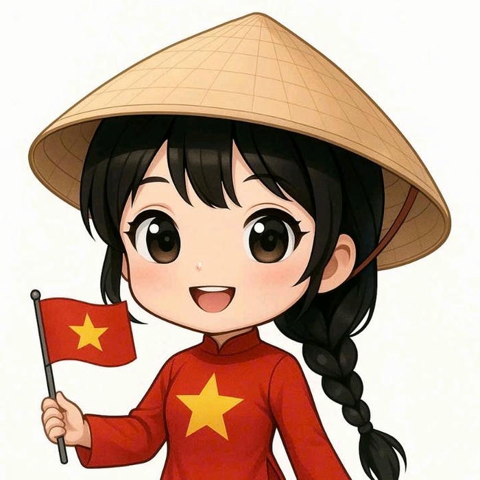 Ảnh đại diện cờ tổ quốc bé gái cười tươi tắn