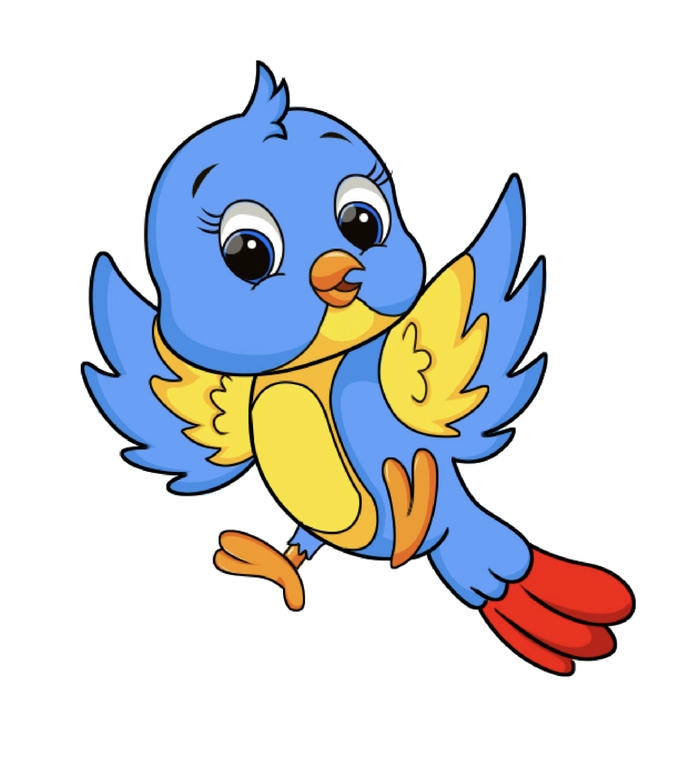 Ảnh hoạt hình con chim chibi sinh động màu xanh
