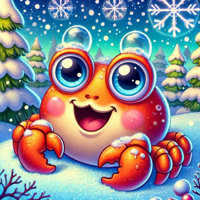 Ảnh hoạt hình con cua chibi mùa đông