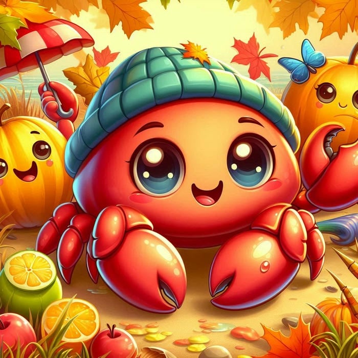 Ảnh hoạt hình con cua chibi nhìn yêu cực