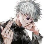 Avatar anime nam Gojo tóc trắng đeo kính cực ngầu