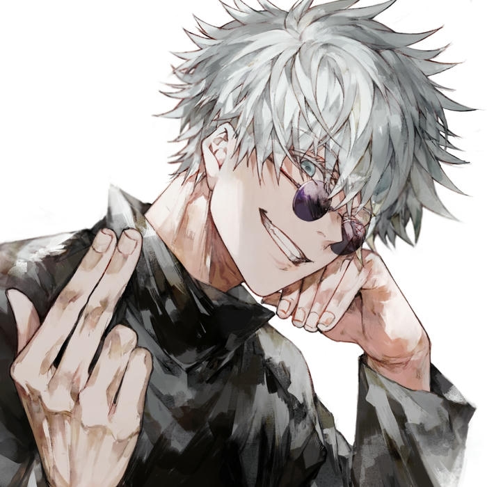 Avatar anime nam Gojo tóc trắng đeo kính cực ngầu