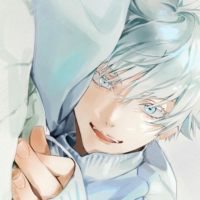 Avatar boy chất chàng trai tóc trắng cười rạng rỡ