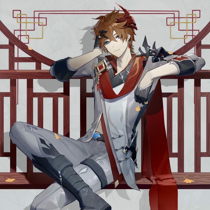 Avatar cho nam cổ trang tóc trắng trang phục đỏ