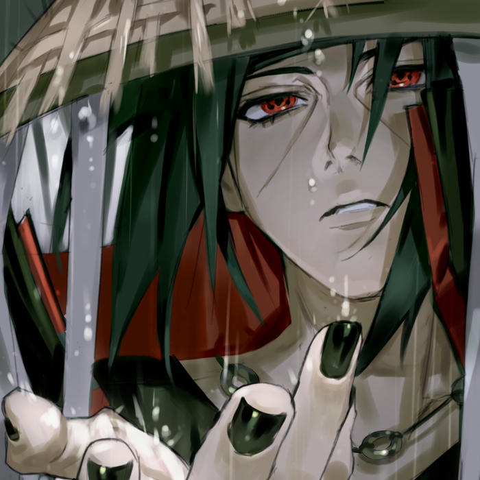 Avatar cho nam kiếm khách tóc xanh đội nón lá