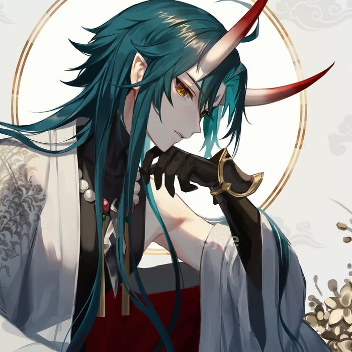 Avatar cho nam nhân vật tóc đen có sừng xanh