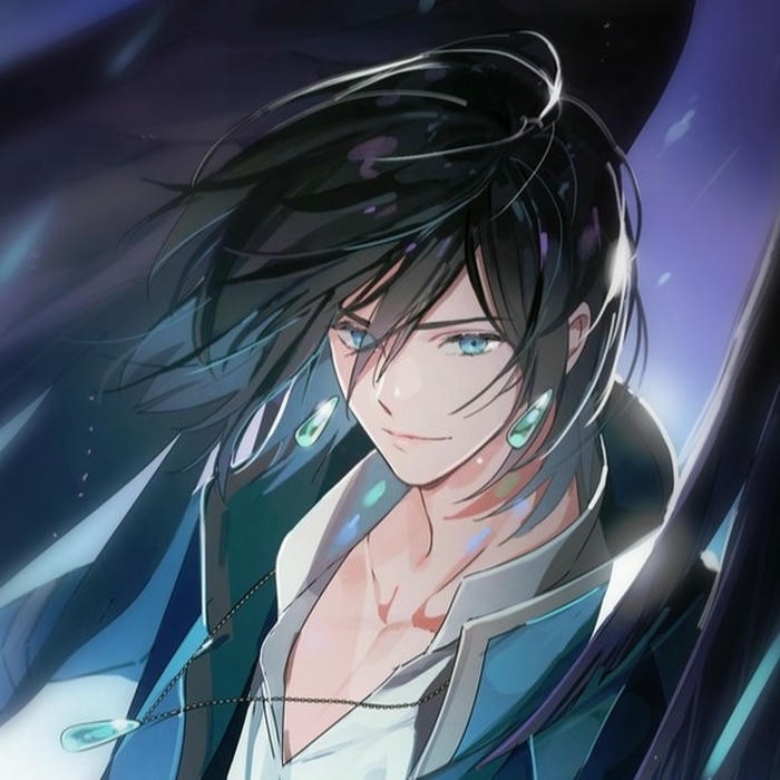 Avatar cho nam nhân vật tóc đen quàng khăn xanh