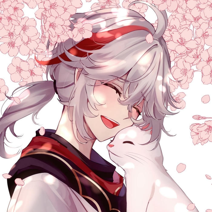 Avatar cho nam nhân vật tóc trắng ôm cáo nhỏ