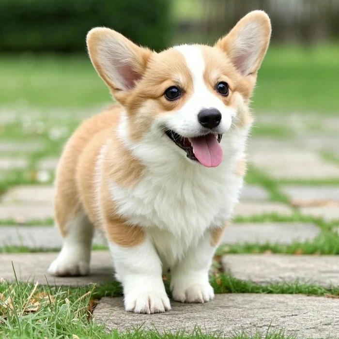 Avatar con chó Corgi đi bộ trên sân gạch