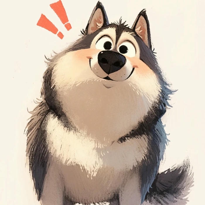 Avatar con chó hoạt hình Husky cười híp mắt
