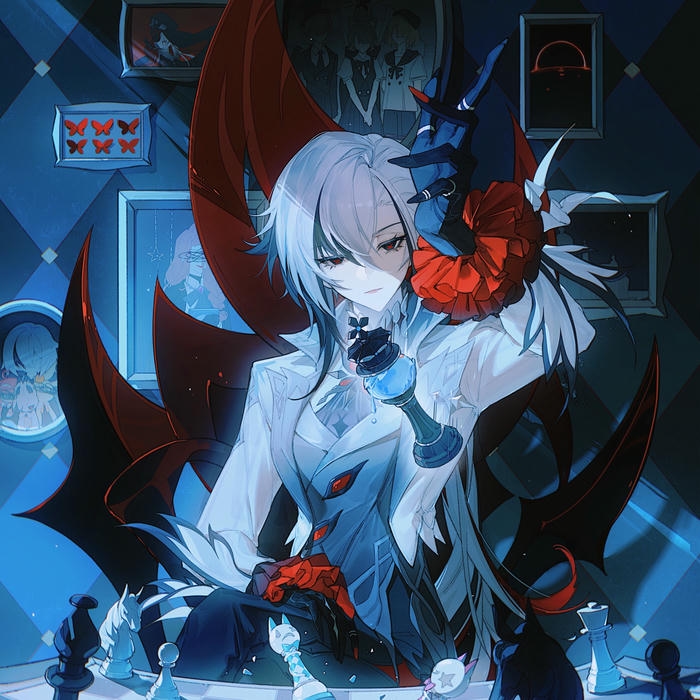 Avatar nam ngầu hắc hóa tóc trắng mắt đỏ rực