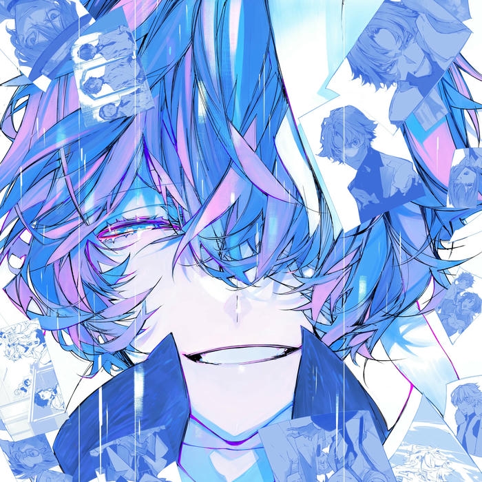 Avatar nam nghệ thuật chàng trai tóc xanh mắt hồng