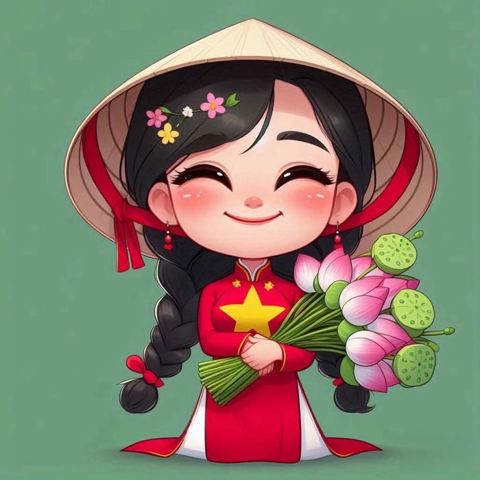 Avatar quốc kỳ hình nền cờ việt nam bé gái áo dài