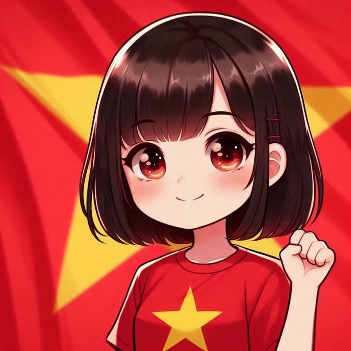 Avatar quốc kỳ hình nền cờ việt nam bé gái tóc ngắn