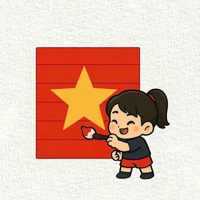 Avatar quốc kỳ hình nền cờ việt nam bé vẽ sao vàng