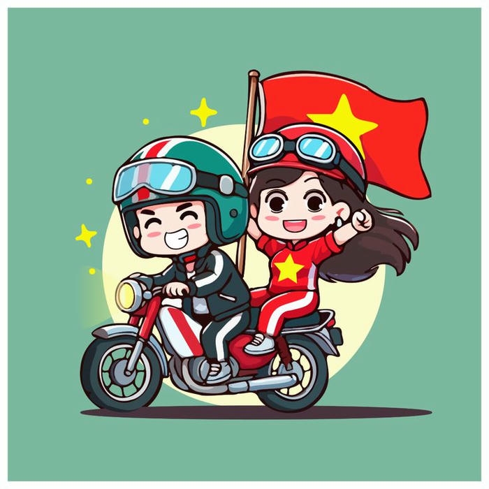 Avatar quốc kỳ hình nền cờ việt nam đôi bạn đi xe