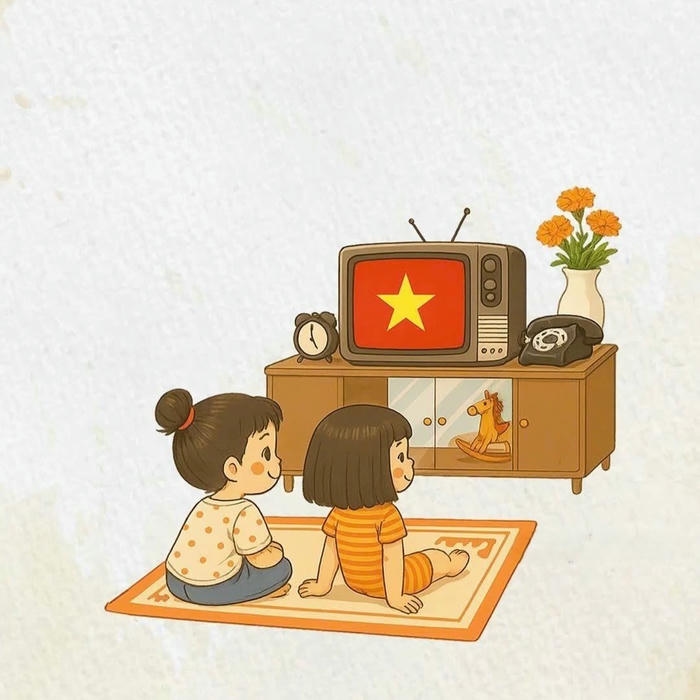 Avatar quốc kỳ hình nền cờ việt nam hai bé xem tivi