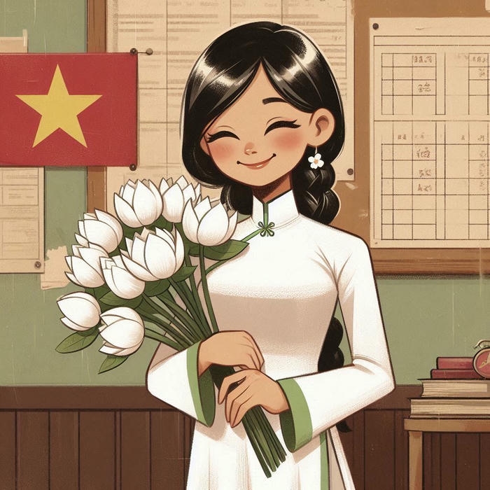 Avatar quốc kỳ hình nền cờ việt nam nữ sinh áo trắng