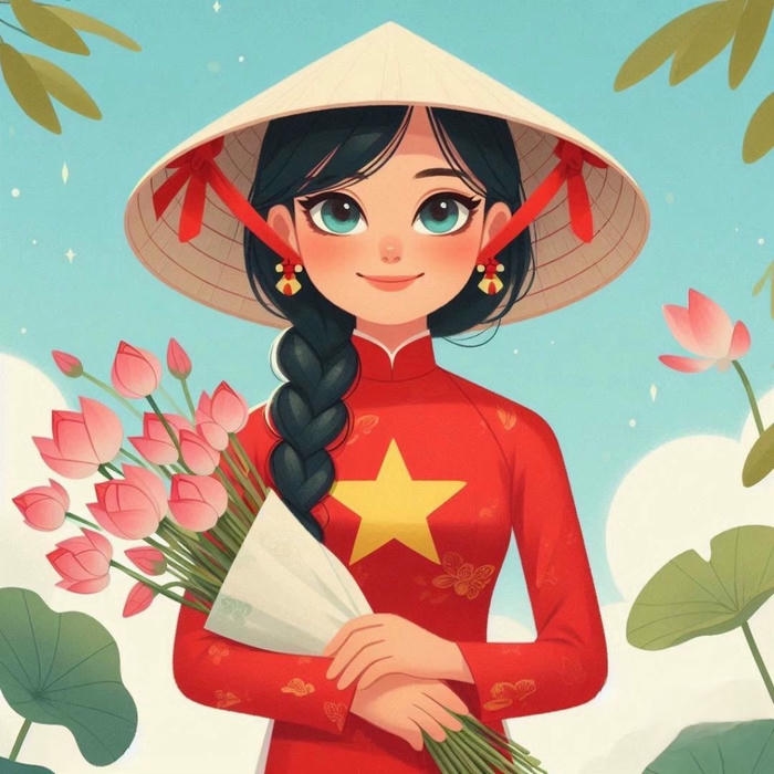 Avatar quốc kỳ hình nền cờ việt nam thiếu nữ áo dài