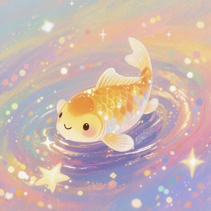 Cá chibi dễ thương màu sắc tươi sáng