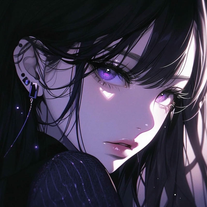 Các alt avatar anime nữ ngầu lạnh lùng mắt tím bí ẩn