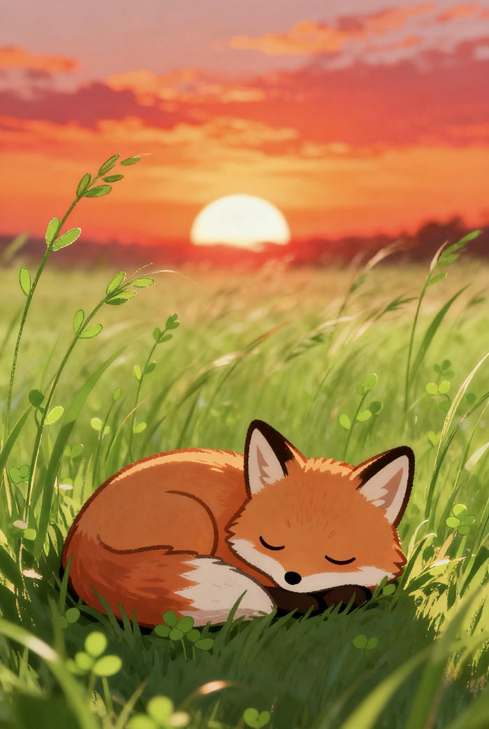 Cáo chibi cute nhỏ xinh đang ngủ