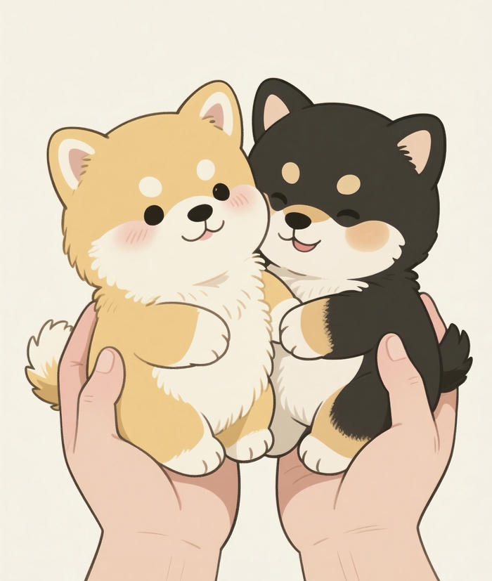 Chibi 2 con chó bé con cute